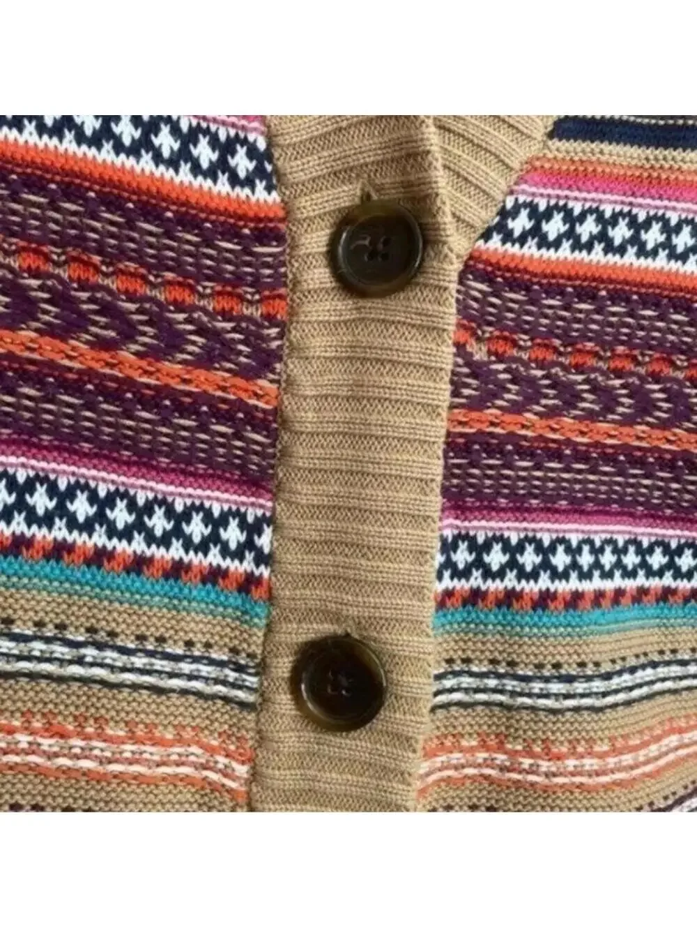 Land’s End kids multicolored Striped button down long sleeve sweater cardigan